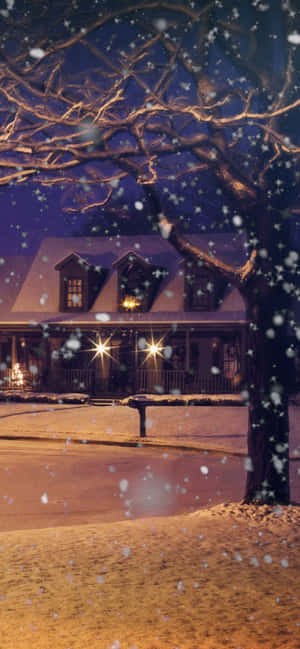 Iphone Christmas Snow Night Wallpaper