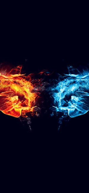 Iphone Fire Red And Blue Fist Wallpaper