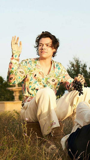 Iphone Harry Styles In Floral Polo Wallpaper