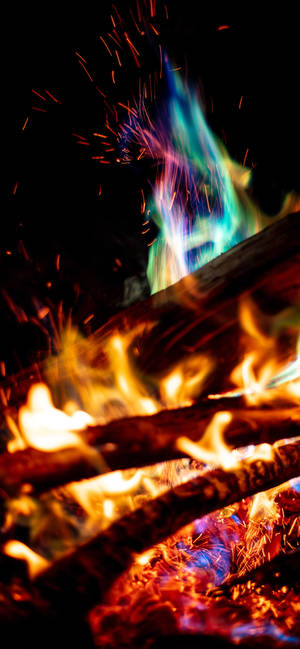 Iphone Orange And Bluegreen Fire Wallpaper