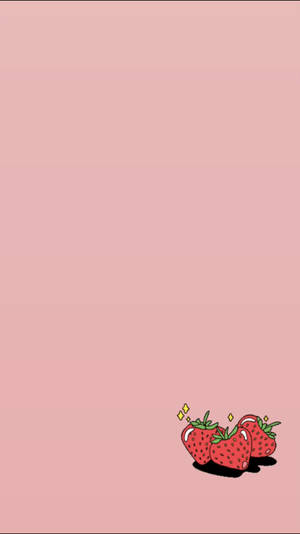 Iphone Pink Aesthetic Strawberries Wallpaper