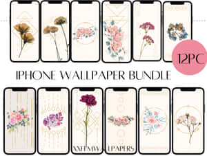 Iphone Wallpaper Bundle With Different Floral Designs Wallpaper