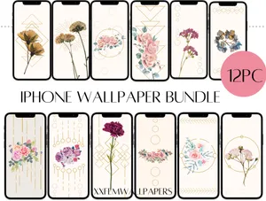 Iphone Wallpaper Bundle With Different Floral Designs Wallpaper