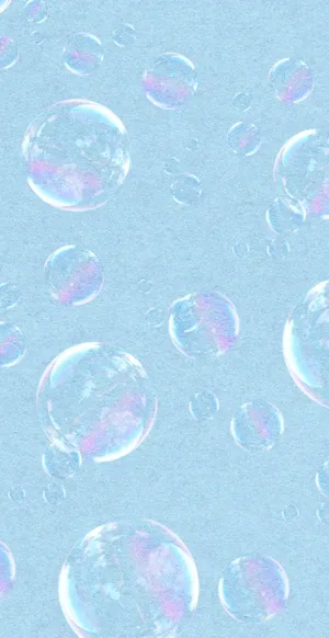 Iridescent Soap Bubbles Blue Background Wallpaper