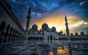 Islamic Mosque At Sunset Wallpaper