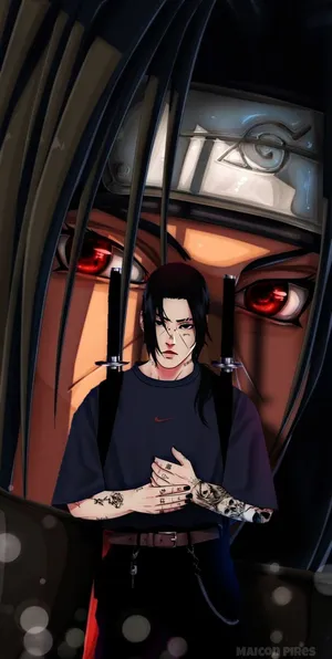 Itachi Mangekyou Sharingan Modern Realistic Drawing Wallpaper