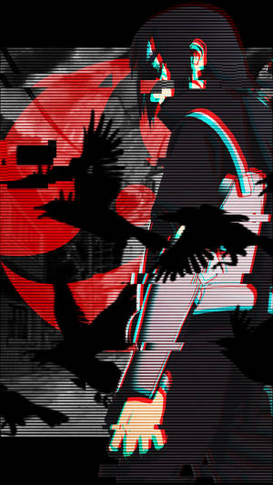 Itachi Phone Glitch Design Wallpaper