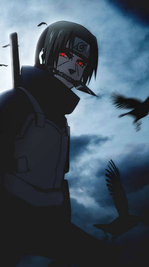 Itachi Phone Sharingan Eyes Black Crows Wallpaper