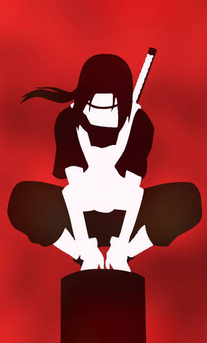 Itachi Uchiha Phone Illuminated In Striking Red Glow Wallpaper