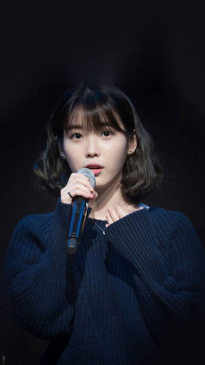 Iu Short Fringe Hair On Dark Wallpaper