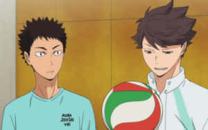 Iwaizumi Hajime In Action - Intense Volleyball Player From Haikyuu Series Wallpaper