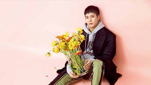 Jackson Wang With Flowers Wallpaper