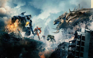 Jaegers And Godzilla Clash In Epic Battle Wallpaper