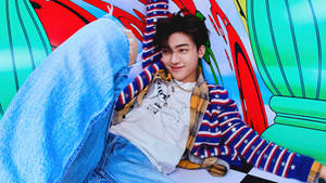 Jaemin Nct In Striped Sweater Wallpaper