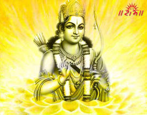 Jai Shri Ram Rama On Yellow Lotus Wallpaper