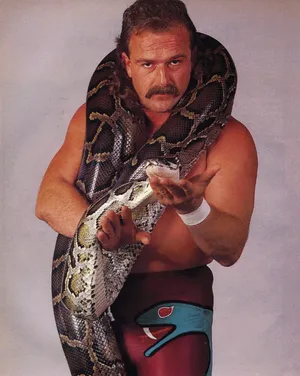 Jake Roberts Posing With A Python Wallpaper