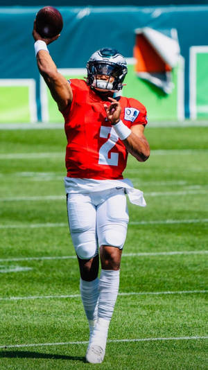 Jalen Hurts Leading The Philadelphia Eagles Wallpaper