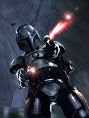 Jango Fett Shoots Laser Gun The Mandalorian Iphone Wallpaper