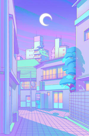 Japanese Cute Purple Street Wallpaper