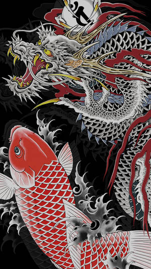 Japanese Dragon And Koi Wallpaper