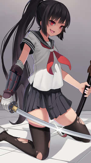 Japanese School Katana Girl Wallpaper