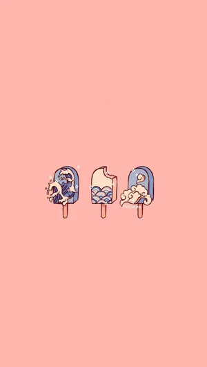 Japanese Wave Popsicle Art Wallpaper