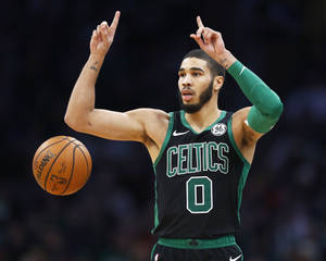 Jayson Tatum Black Green White Jersey Wallpaper