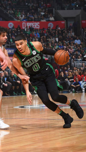 Jayson Tatum Black Jersey Drive Wallpaper