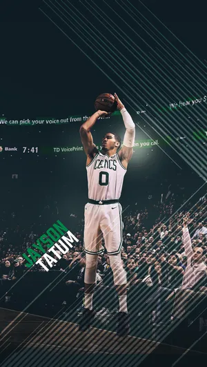 Jayson Tatum Digital Shooting Design Wallpaper