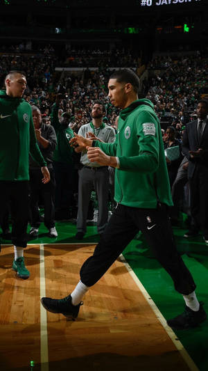 Jayson Tatum Green Boston Jacket Wallpaper