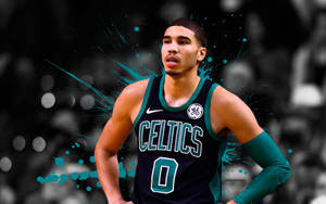 Jayson Tatum Green Paint Nba Desktop Wallpaper