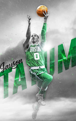 Jayson Tatum Stylistic Boston Jersey Wallpaper