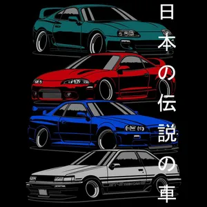 Jdm Art Colored Cars Poster Wallpaper