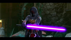 Jedi Master Darth Revan Brandishing His Signature Dual-bladed Red Lightsaber Wallpaper