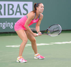 Jelena Jankovic In Ready Stance Wallpaper