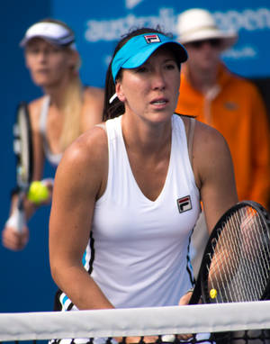 Jelena Jankovic Intensely Focused During A Tennis Match Wallpaper