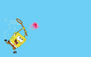 Jellyfishing Cute Spongebob Squarepants Wallpaper