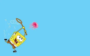 Jellyfishing Cute Spongebob Squarepants Wallpaper
