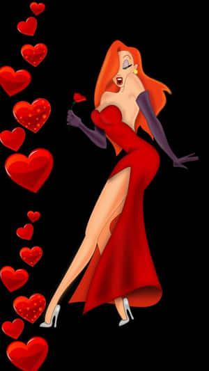 Jessica Rabbit Hearts Background Wallpaper