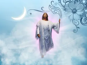 Jesus In Heaven Against Crescent Moon Wallpaper