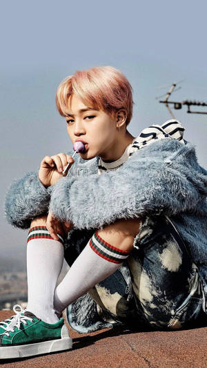 Jimin Bts Cute Lollipop Wallpaper