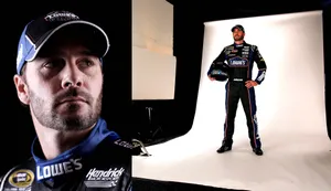 Jimmie Johnson Racing On The Track Wallpaper