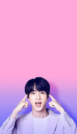 Jin Bts Cute Pink And Purple Backdrop Wallpaper