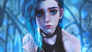 Jinx Arcane League Of Legends Sad Eyes Wallpaper