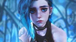 Jinx Arcane League Of Legends Sad Eyes Wallpaper