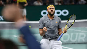 Jo-wilfried Tsonga Celebrates With A Fist Pump Wallpaper