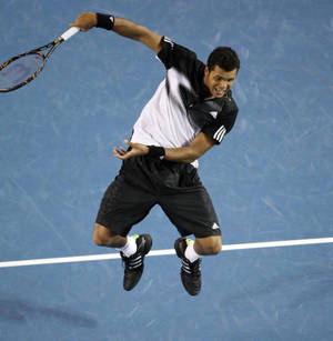 Jo-wilfried Tsonga Jumping Wallpaper