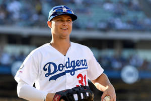 Joc Pederson In White La Dodgers Uniform Wallpaper