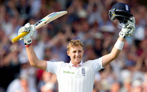 Joe Root Helmet And Bat Wallpaper