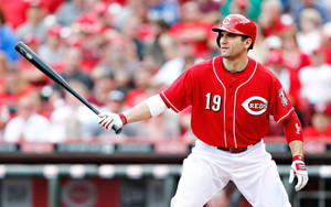 Joey Votto Holding Black Baseball Bat Wallpaper